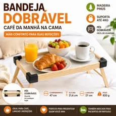 Mesa Bandeja de Servir Café da Manhã Refeições Na Cama Madeira Com Pés Dobráveis Bandeja