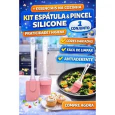 Kit Espátula e Pincel Acrilico e Silicone Cozinha Confeitaria 2 Peças Antiaderente