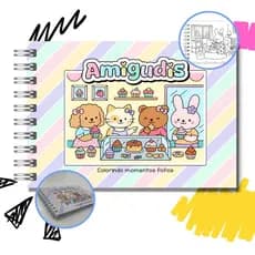 Livro Colorir Amigudis Diversos Desenhos Capa Dura Folha Grossa 180g