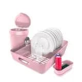 Kit Pia Escorredor Louça De Pratos Kit Porta Detergente e Lixeira Para Cozinha, Rosa