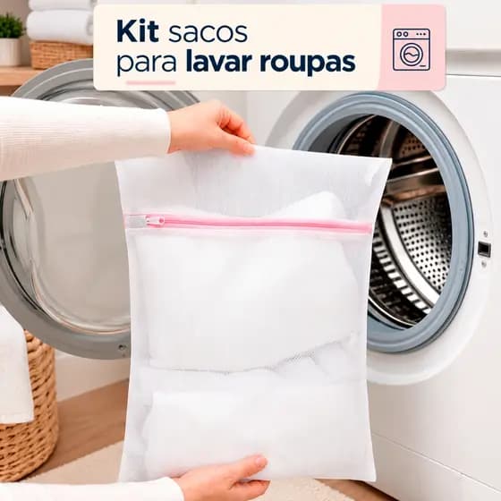 Kit Saco Lavar Roupa Protetor 30x40 Saquinho Lavagem Malha Bolsa Delicada Proteção Para Máquina