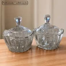 Kit Bomboniere Potiche Vidro com Tampa Decoração Elegante Casa Cozinha Organizada