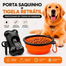 Kit Passeio Pet Porta Saquinho Cata Caca Refil Saquinhos Higiênicos Pote Retrátil Cachorro