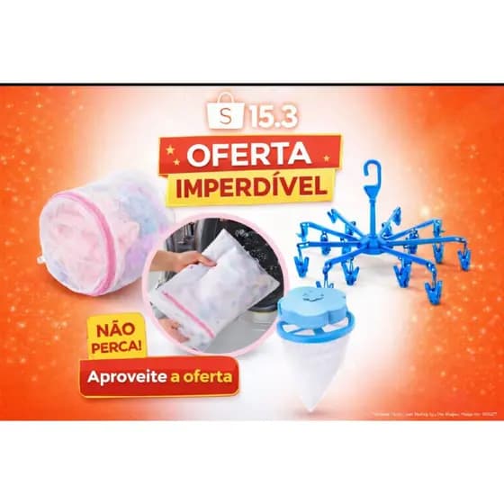 Kit Lavanderia 4 em1 Saco Lavar Sutiã Roupa Delicada + Saco de Lavagem + Filtro Fiapos Máquina + Varal Dobrável Portátil