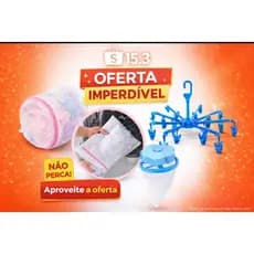Kit Lavanderia 4 em1 Saco Lavar Sutiã Roupa Delicada + Saco de Lavagem + Filtro Fiapos Máquina + Varal Dobrável Portátil