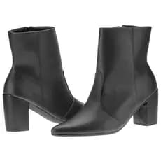 Bota Feminina Salto Alto Bloco Grosso Bico Fino Zíper Confortável Inverno