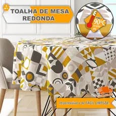 Toalha de Mesa Redonda Térmica Impermeável 4 Lugares Plástico Grossa Diversas Estampas Premium