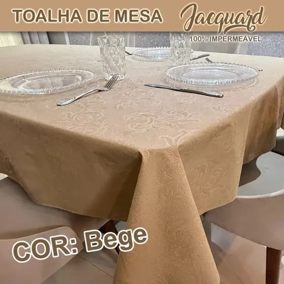 Toalha de Mesa Jacquard PVC Flanelado 100% Impermeável 4 6 8 10 Lugares 04 Cores Decoração