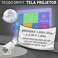 Tecido Para Tela Projeção Dryfit 100% Poliéster  Projetor 80 e 90 Polegadas
