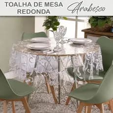 Toalha de Mesa Redonda Térmica Pvc Plástica Impermeável  4 lugares