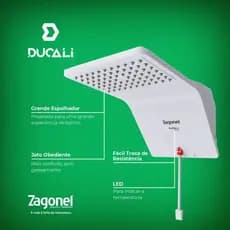 Ducha Chuveiro Ducali Eletrônica Branca 5500W/7500W 127V/220V Zagonel