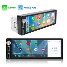 Central Multimídia 1Din Full Screen Tela de Vidro 6.9 Pols, Android Auto e Carplay Espelha Waze Maps