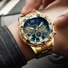 [BR] Relógio Quartzo Masculino Aço Inoxidável Calendário 45mm Redondo Estiloso Promo Lançamento Top