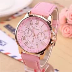 [BR] Relógio Fashion QUARTZ pulseira tipo de couro social feminino lançamento números romanos Fivela