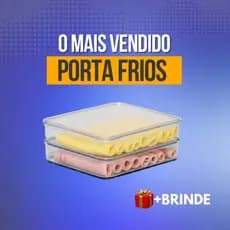 Porta Frios Com Tampa Duplo Kit 2 Organizador Geladeira Acrílico Hermético Empilhável Presunto Queij