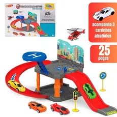 Pista De Carrinhos Hot Wheels e Brinquedo De Corrida Infantil Com Estacionamento E Garagem Policial