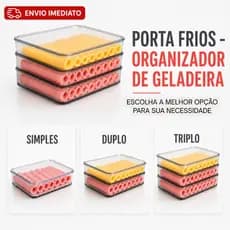Porta Frios Com Tampa Tres Duplo Hermético Organizador Geladeira Acrílico Empilhável Presunto Queijo