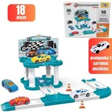 Pista De Carrinho Brinquedo De Corrida Hot Wheels Infantil Com Estacionamento E Garagem Policial