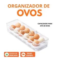 Porta Ovos Geladeira Organizador De Cozinha Acrílico Suporte Com Alça Para Ovo De Galinha Resistente