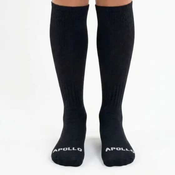 Meião Futebol Futsal Esportivo Cano Alto Longo Masculino Preto Algodão Original Apollo Premium Pai e Filho