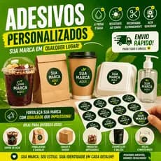 Pack com 250 100 50 Adesivos 3x3cm Personalizados Vinil à Prova D’Água Profissional Envio Rápido