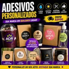 Pack com 250 100 50 Adesivos 5x5cm Personalizados Vinil à Prova D’Água Profissional Envio Rápido