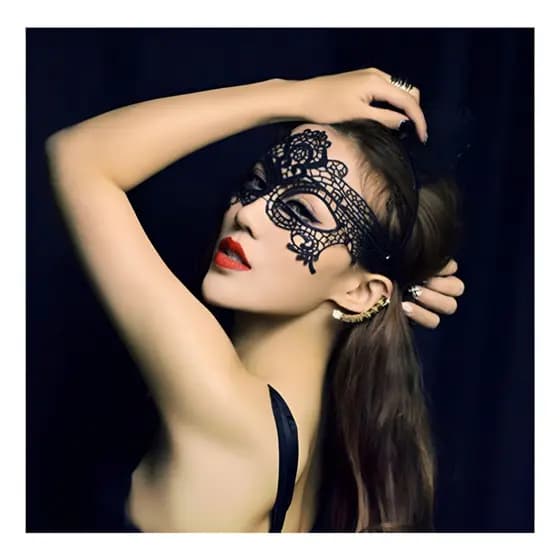 Máscara Renda Preta Bordada Luxo Rendada 50 tons de Cinza Festa Fantasia Baile de Mascaras 15anos