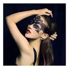 Máscara Renda Preta Bordada Luxo Rendada 50 tons de Cinza Festa Fantasia Baile de Mascaras 15anos