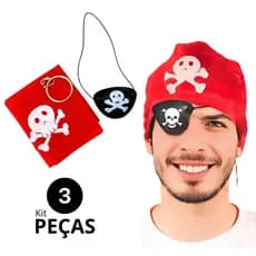 Kit Pirata 3 peças (Bandana + Tapa Olho + Brinco)