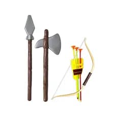 indio Guerreiro Brinquedo Kit 9 Peças Arco e Flecha + Machado + Lança + Alvo e Broche
