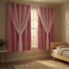 Cortina Blackout Corta Luz PVC Estrelas Com Voil Infantil Várias Cores 2,80 X 1,60  Para Quarto Sala