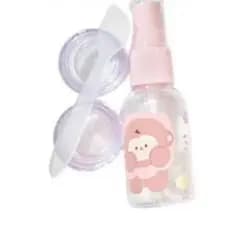 Kit Viagem Porta Shampoo e Cremes 3 Peças Frasco Spray e Potes Estampas Fofas