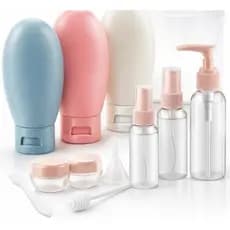 Kit de Viagem Frascos Recarregaveis Para Shampoo Condicionador Sabonete Creme Alcool em Gel e Cosmeticos Premium