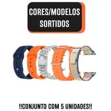 Conjunto de 5 Pulseiras Respirável Smartwatch 42 a 49mm (Cor/Modelos Sortidos)