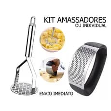 Kit 2 Amassador de Batata e Amassador de Alho Inox Utensilios para Cozinha kit ou individual