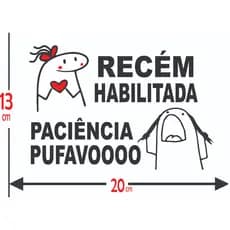 ADESIVO RECÉM HABILITADA PACIENCIA ADESIVO ENGRAÇADO FLORK PRETO BRANCO