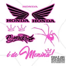 Cartela adesivos Asa Honda media 5 Adesivos Aranha Coroa Osascorte Cartela feminina a prova dagua