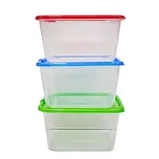Conjunto 3 Potes Plásticos Com Tampa 1.1L Quadrado Para Marmita - A773