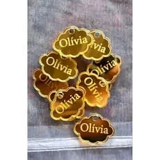 Tag Personalizada nuvem acrilico dourado
