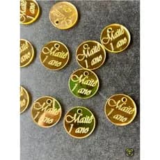 tag personalizado 25mm acrilico dourado