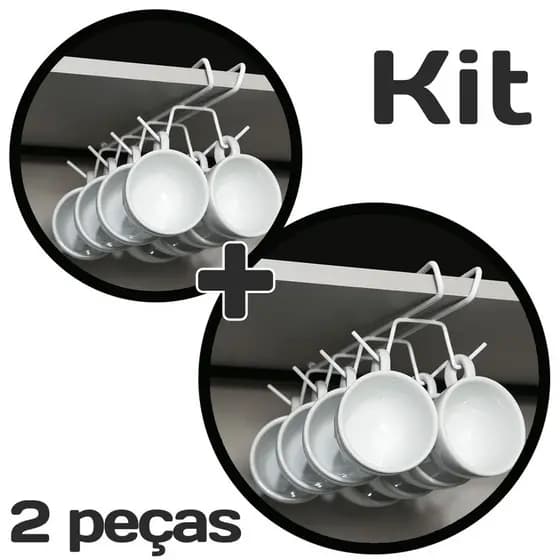 Kit 2 Porta Xicaras Organizador Cozinha Armário Em Aço