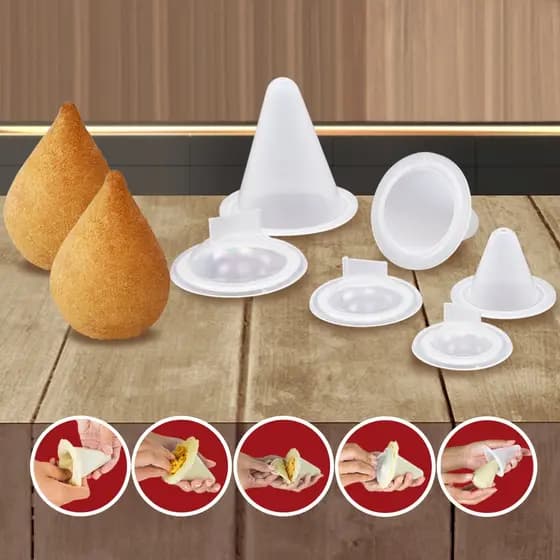 Kit Forminhas Modeladora Para Fazer Coxinha 3 Tamanhos