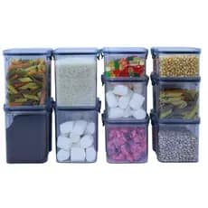 Kit Potes Hermético Plástico Empilhável Quadrado Resistente 10 Unidades