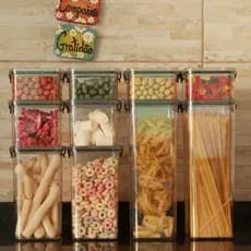 Kit Potes Herméticos Empilháveis Quadrado Resistente Cozinha Dispensa Para Mantimentos
