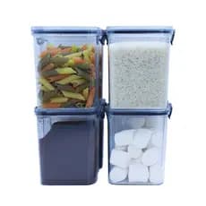 Kit Potes Hermético Plástico Empilhável Quadrado Resistente 4 Peças