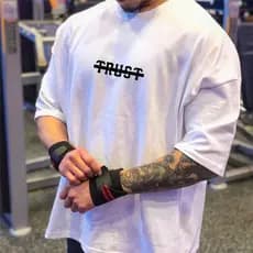 Camiseta Comum Streetwear Musculação Fit 100% Casual Treino Academia Trust Linha Algodão Premium