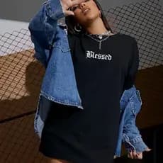 Camiseta Abençoado unissex Estilo de rua Blessed Camisa Verão Linha Algodão Premium 30.1