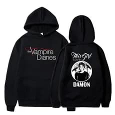 Moletom Canguru De Série Diários De Um Vampiro Blusa Qualidade Casual Unissex Com Bolso 100% Algodão