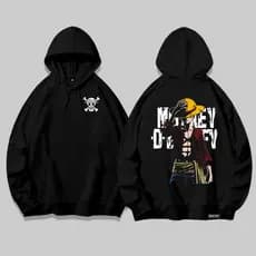 Moletom Canguru Com Bolso e Capuz Streetwear Luffy One Piece Premium Unissex Com Bolso 100% Algodão