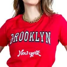 Camiseta Feminina Brooklin 100% Algodão Blusa Feminina Baby Look Feminina Camisa Feminina Camiseta Premium Blusinha Bási